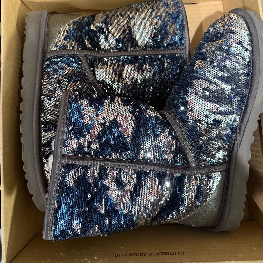 UGG Sequin Boots in Blue and Silver